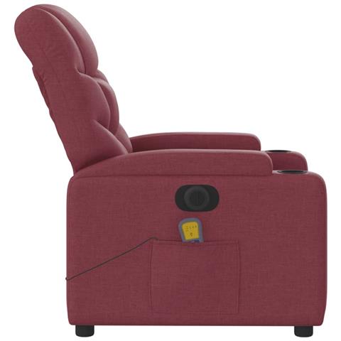 Poltrona Massaggiante Reclinabile Elettrica Rosso Vino Tessuto - Foto 9