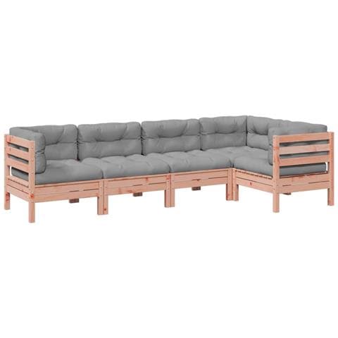 Set Divani Giardino 5 pz Cuscini Legno Massello Abete Douglas - Foto 1