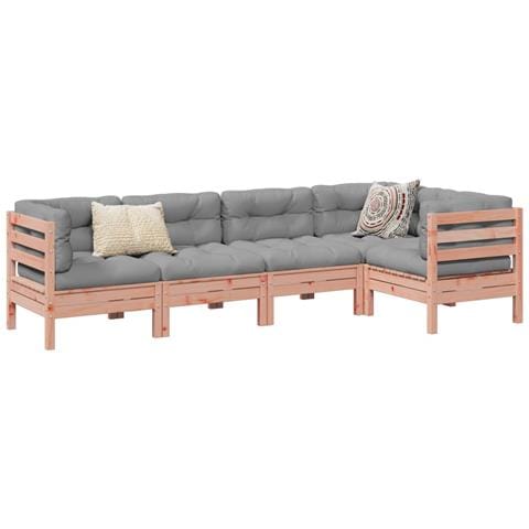 Set Divani Giardino 5 pz Cuscini Legno Massello Abete Douglas - Foto 2