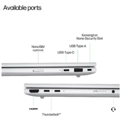 EliteBook 8 G1a PC Wolf Pro Security Edition AMD Ryzen AI 5 230 Computer portatile 33,8 cm (13.3") WUXGA 32 GB LPDDR5x-SDRAM 512 GB SSD Wi-Fi 6E (802.11ax) Windows 11 Pro AI PC Argento - Foto 4