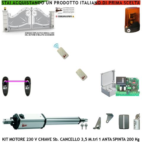 Kit Automazione Cancello Elettrico Da 3,5 Metri 1 Anta Motore Elettromeccanico 230 V Spinta 250 Kg Centrale 2 Radiocom - Foto 1