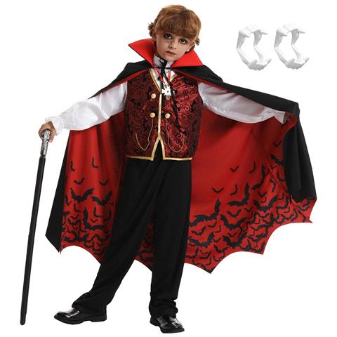 Costume Da Vampiro Travestimento Halloween 10 Pezzi Vestito Per Bambini 3-4 Anni - Foto 1