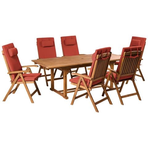 Set Da Pranzo Da Giardino 6 Posti Java Premium Legno D \'acacia Rosso - Foto 2