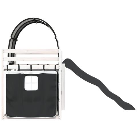 Letto a Castello con Scivolo e Tende Bianco e Nero 90x200 cm - Foto 9