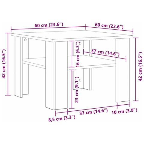 Tavolino da salotto Rovere nero 60 x 60 x 42 cm - Foto 9