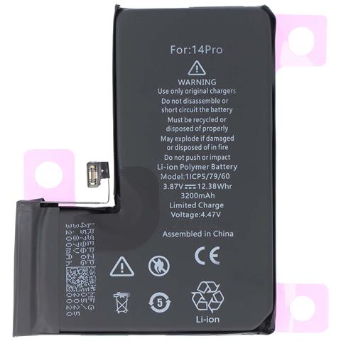 Batteria Per Iphone 14 Pro Li-polimero 3,87 V 3200 Mah 12,38 Wh - Foto 1
