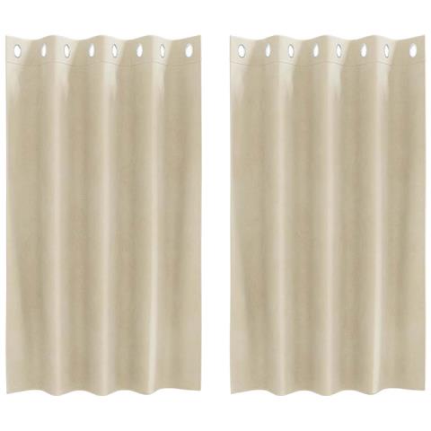 Tende con tende 2 pcs Crema 140 x 140 cm Velluto - Foto 1