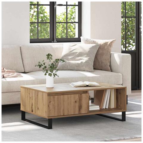 Tavolino da salotto Rovere artigianale 90 x 60 x 35 cm - Foto 2