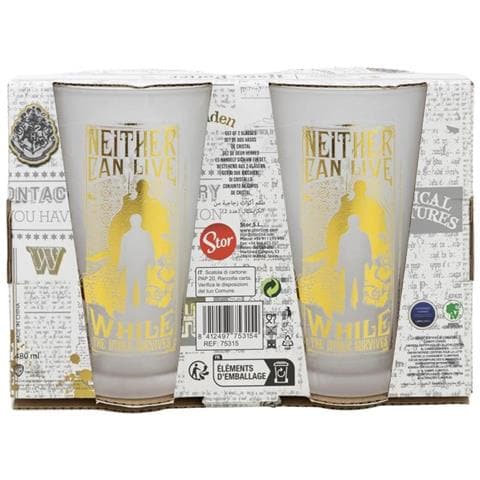 Set Di 2 Bicchieri Da 490 Ml Collezione Golden Magic Design Ghiacciato Elegante, Trasparente - Foto 2