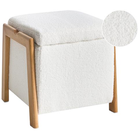 Pouf Contenitore Edland Bouclé 45 Cm 43 Cm Bianco - Foto 2