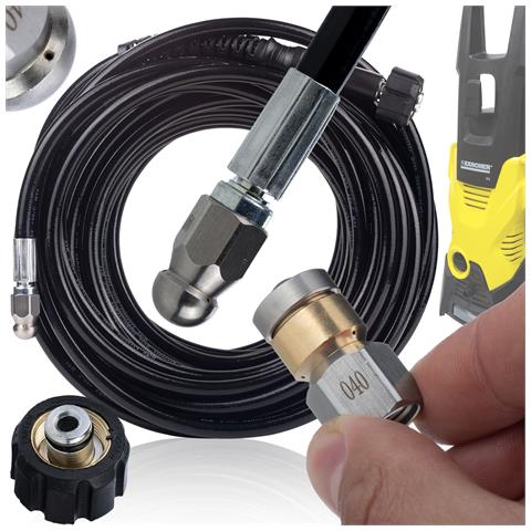 Tubo Alta Pressione 20m Con Due Ugelli - Compatibile Con Idropulitrice Kärcher K2-k7 | Filettatura M22, Max 200 Bar, 60°c - Foto 1