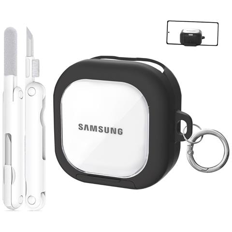 Custodia Protettiva Compatibile Con Samsung Buds4/4 Pro Con Penna Di Pulizia, Supporto Trasparente E Chiusura Di Sicurezza Black - Foto 1