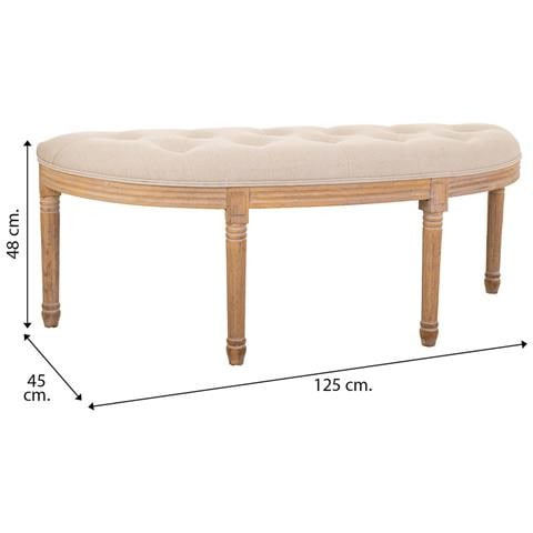 Sgabello Antico In Legno Color Panna 125x45x48h - Foto 7