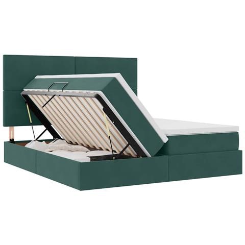 Letto con luci a strisce a LED Verde Scuro 180 x 200 cm Velluto - Foto 9