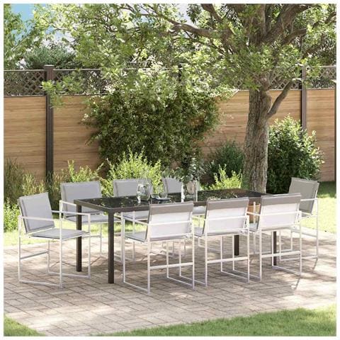 Set da Pranzo per Giardino 9 pcs Bianco - Foto 2