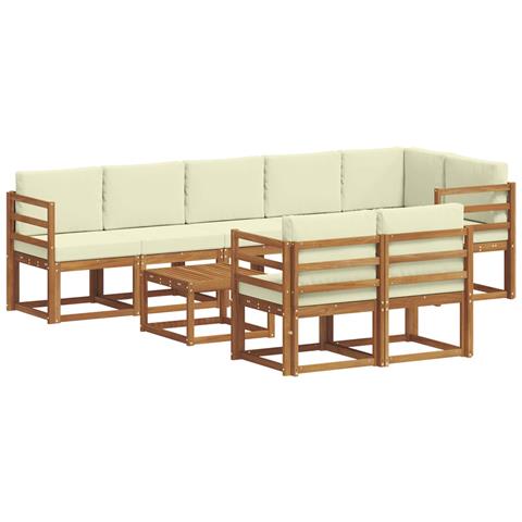Set di divani da esterno con cuscino 9 pcs Naturale e Crema - Foto 1