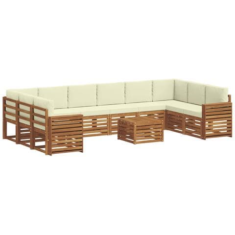 Set divani 11 pcs Naturale e Crema Legno di Acacia Massello - Foto 1