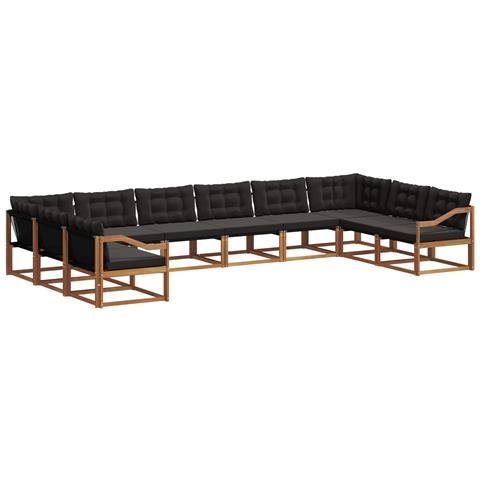 Set di divani da esterno con cuscino 10 pcs Naturale e Nero - Foto 1