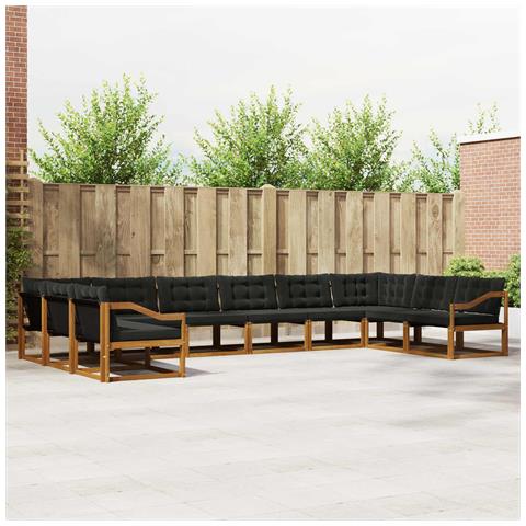 Set di divani da esterno con cuscino 10 pcs Naturale e Nero - Foto 2