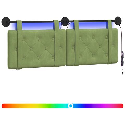 Testiera sospesa Con luce LED Verde chiaro Velluto - Foto 1