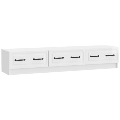 Mobile TV Bianco Lucido 147 x 34,5 x 27 cm Legno ingegnerizzato - Foto 1