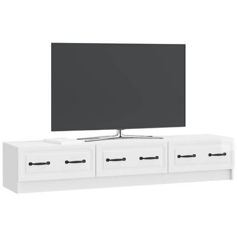 Mobile TV Bianco Lucido 147 x 34,5 x 27 cm Legno ingegnerizzato - Foto 2