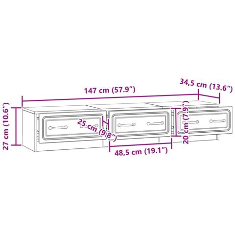 Mobile TV Bianco Lucido 147 x 34,5 x 27 cm Legno ingegnerizzato - Foto 9