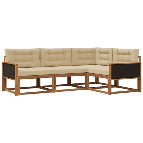 Set di divani da esterno con cuscino 4 pcs Naturale e Beige - Foto 1