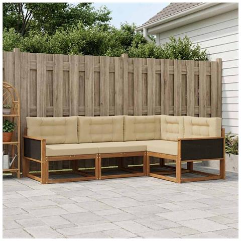 Set di divani da esterno con cuscino 4 pcs Naturale e Beige - Foto 2