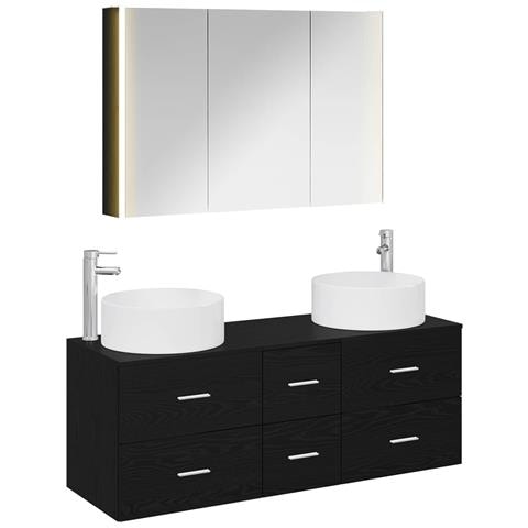 Set di mobili per il bagno 4 pcs Rovere Nero - Foto 1
