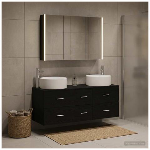 Set di mobili per il bagno 4 pcs Rovere Nero - Foto 2