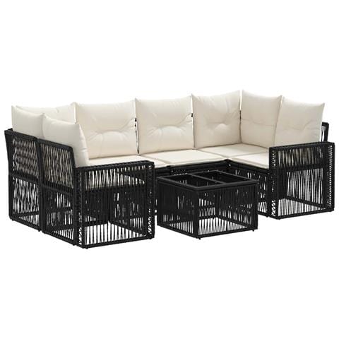 Set Divano da Giardino 7 pz Nero polyrattan - Foto 1