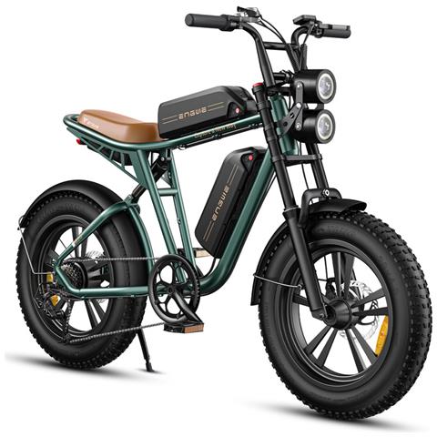 M20 Bici Elettrica Fat Bike 20'' 250W 25km /h, Doppia Batteria 48V 13Ah, Doppia Sospensione, Autonomia 75km, Telaio Alluminio, Verde - Foto 1