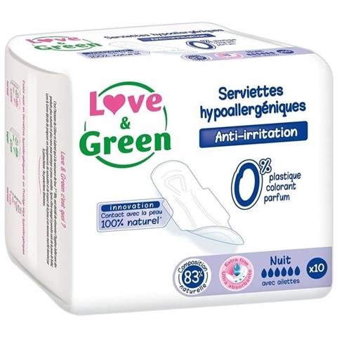 Love & Green Tovaglioli Notte Ipoallergenici 0% X10 - Foto 1