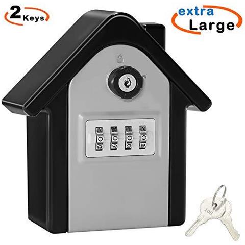 Key Lock Box Extra Large Chiave Di Sicurezza Esterna Di Grande Capienza Key Box Parete Key Safe Storage Box Con 4 Cifre Serratura A Combinazione E Di Emergenza A Chiave Per Interni Esterni Casa Garage Ufficio Scolastico - Foto 1