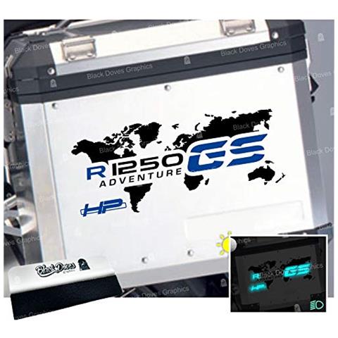2pcs Adesivi World R1250gs Hp Adventure Compatibile Con R1250 Gs R 1250 Hp Spatola In Omaggio (nero / blu)  - Foto 1