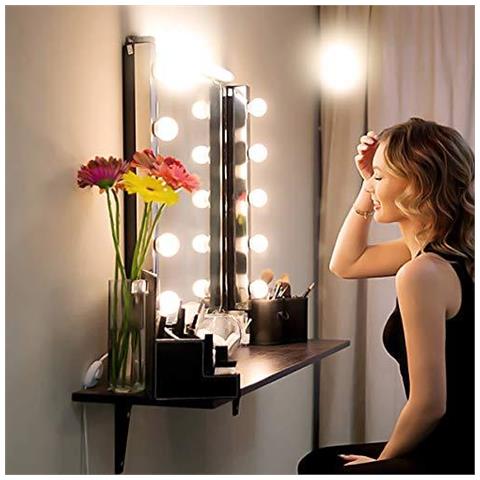 Specchio Di Cortesia A Led Luci Hollywood Illuminato Kit Stile Con Cavo Di Alimentazione Usb Stick-on Trucco Dello Specchio Chiaro Con 10 Dimmerabili Lampadine Per Dressing Table 3 Colori 10 Livelli Di Luminosit (mirror Non Includere) - Foto 2