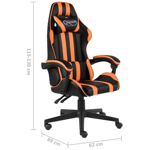 Sedia Da Gaming Nero E Arancione In Similpelle - Foto 6