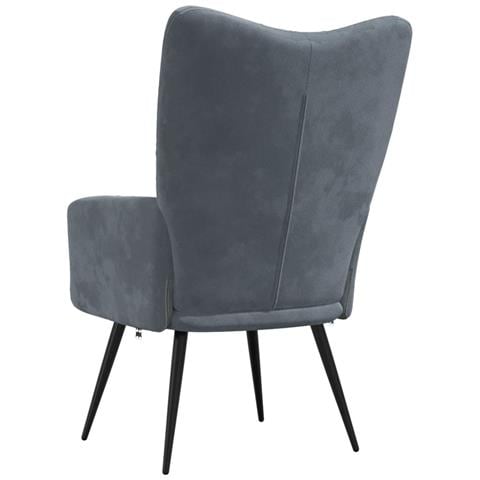 Sedia Relax Grigio Scuro in Velluto - Foto 7