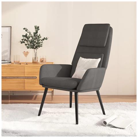 Sedia Relax Grigio Scuro In Tessuto - Foto 6