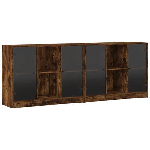 Libreria Con Ante Rovere Fumo 204x37x75 Cm In Legno Multistrato - Foto 2