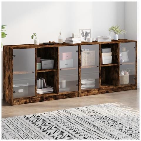 Libreria Con Ante Rovere Fumo 204x37x75 Cm In Legno Multistrato - Foto 1