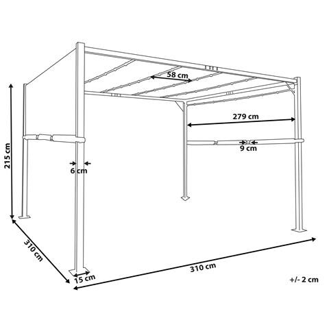 Gazebo Led Metallo E Tessuto Grigio Scuro E Nero 310 Cm Parga - Foto 2