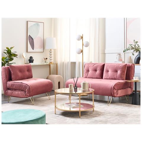 Set Da Salotto Vestfold Velluto Rosa 3 Posti - Foto 1