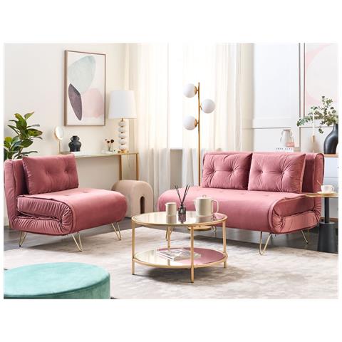 Set Da Salotto Vestfold Velluto Rosa 3 Posti - Foto 5