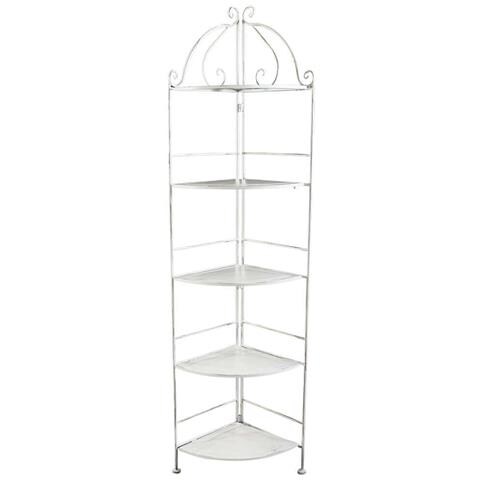 Scaffale 5 Piani Ad Angoli In Acciaio Bianco Antico Angela - Foto 2