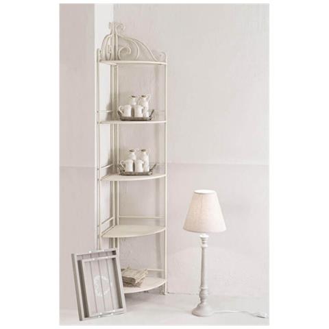 Scaffale 5 Piani Ad Angoli In Acciaio Bianco Antico Angela - Foto 3