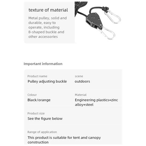 Gancio Per Corda Regolabile Da 1/4 Di Pollice In Confezione Da 2  L - Foto 2