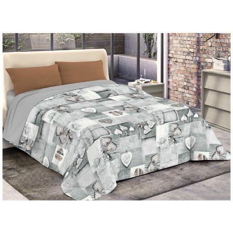 Trapunta Piumone Invernale Imbottita 300gr Microfibra Diadema Shabby 1 Piazza Grigio - Foto 1