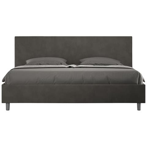 Letto Contenitore Imbottito 200x200 Microfibra Grigio Adele - Foto 1